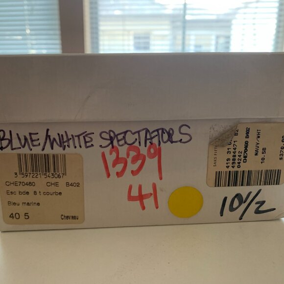 Christian Dior Navy and White Spectator Ankle Strap Heels - Picture 9 of 10